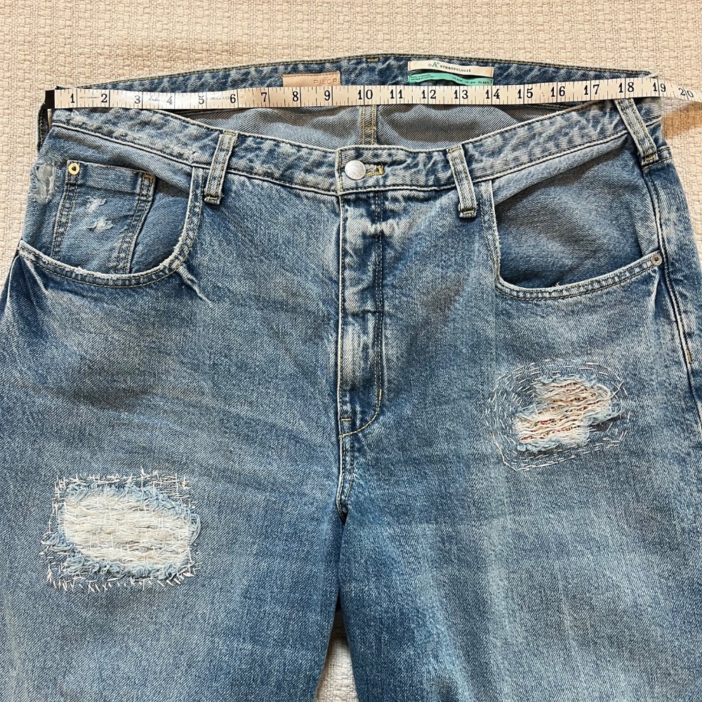 Anthropologie Pilcro Wide Leg Distressed Jeans with Sashiko Patches 16W Plus - Picture 14 of 16